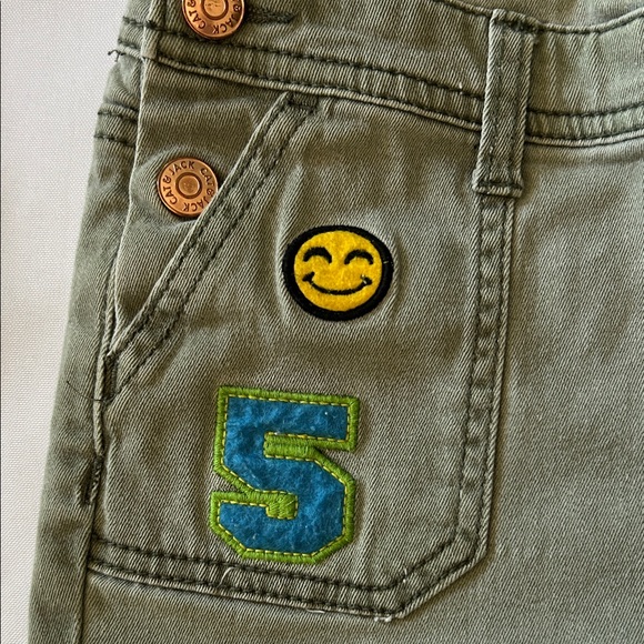 Green Denim Overalls with Fun Patches Girls Size Medium - Picture 5 of 8